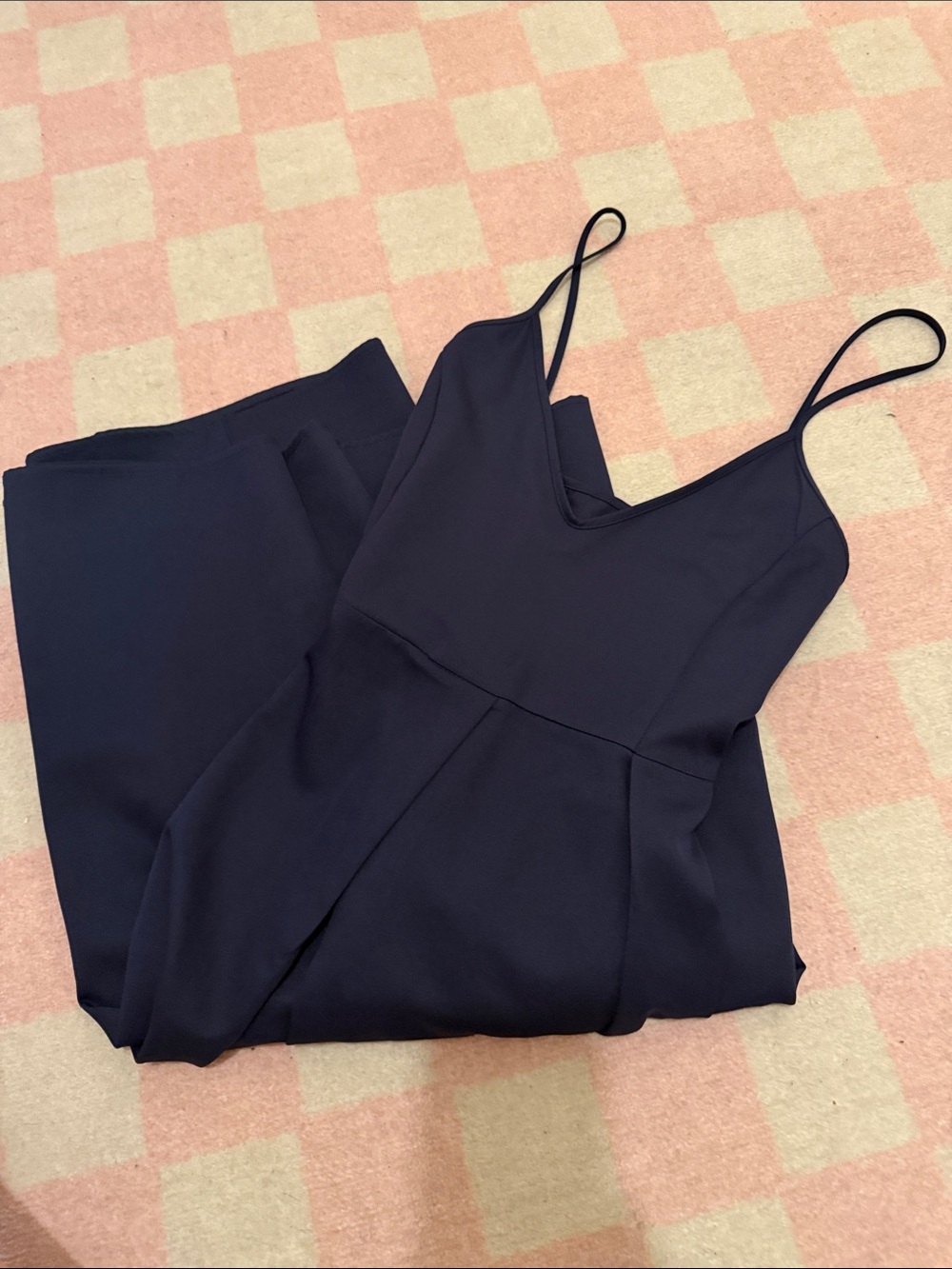 Navy Spaghetti-Strap V-Neck dress
